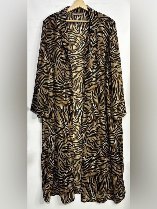 Expressions Sweaters - Expressions Plus Tiger Striped Sheer Open Front Duster Plus Size OS (1X-3X)